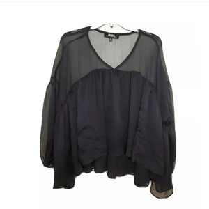 Lulu’s flowy boho chiffon babydoll top black medium